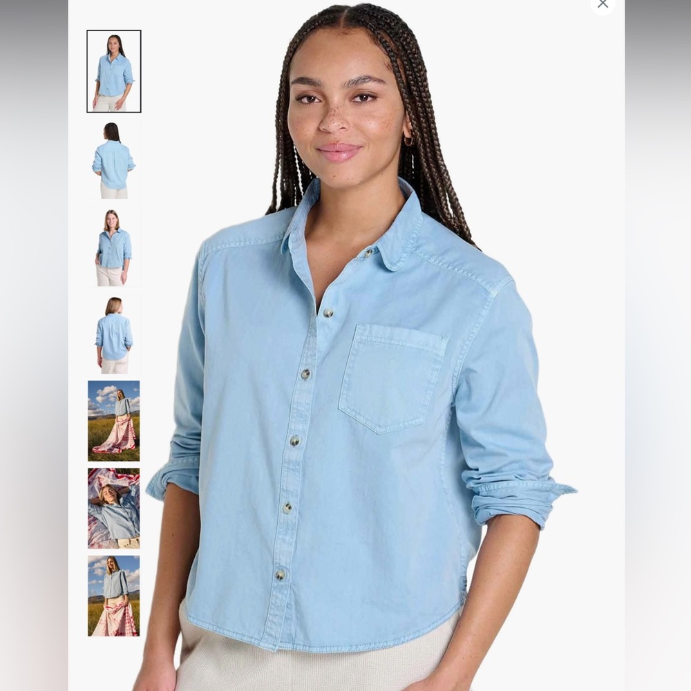 Toad&Co Light Blue Cropped button Shirt